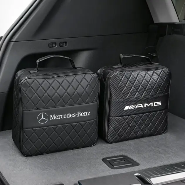 Car Trunk Handbag High-capacity Leather Storage Bag For Mercedes Benz C/A/S/G/E-Class AMG GLC GLE Maybach GLB GLS GLA Vito CLE